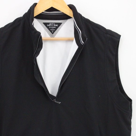 Adipure By Adidas Vest Men Black Sleeveless Pullover Half Zip Polyester Medium M - Picture 2 of 9